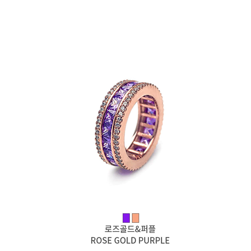 AAAダイヤクリスタル3ラインリングローズゴールド＆パープル / [BLACKLABEL] AAA DIA Crystal 3-line ring rose gold&purple
