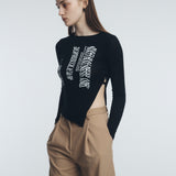 スプリットシームイリュージョンプリントTシャツ / Split-seam Illusion-print T-shirt, Black