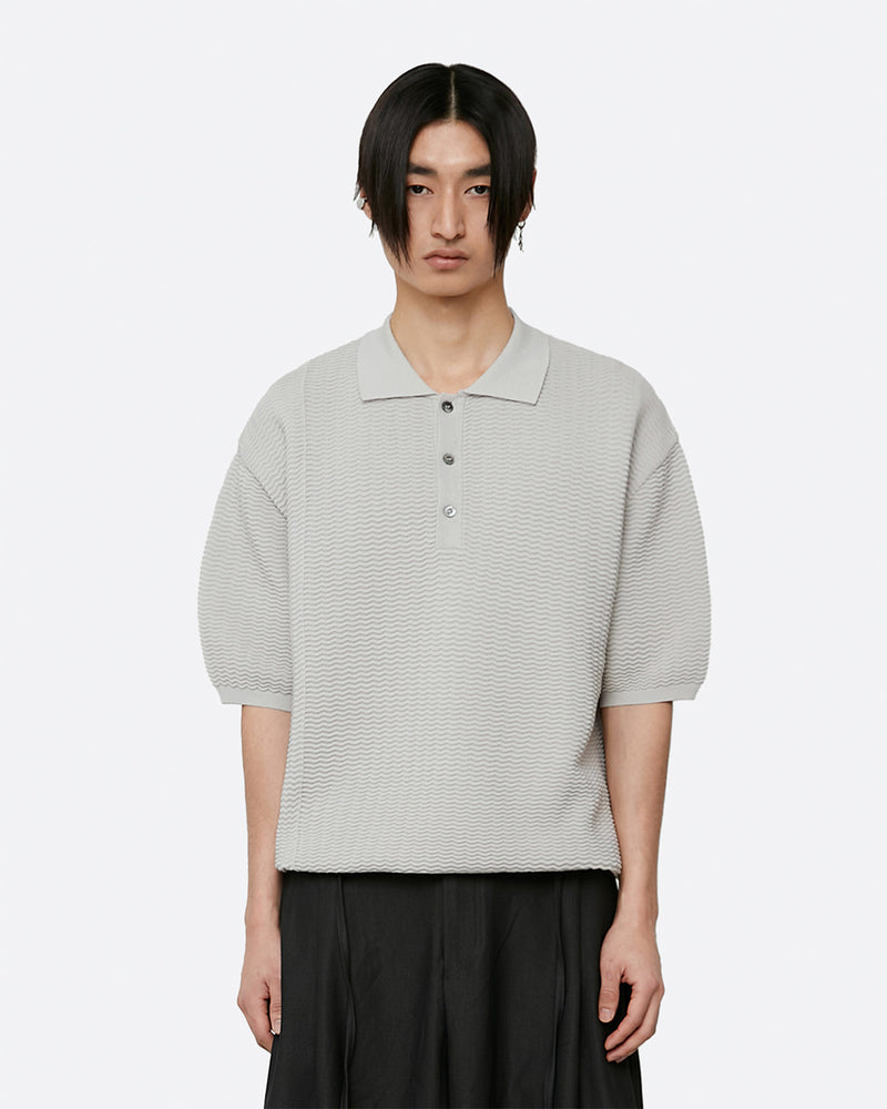 ウェーブインシジョンPKハーフニット半袖シャツ / Wave incision PK half knit short sleeve shirt ( 3 COLOR )
