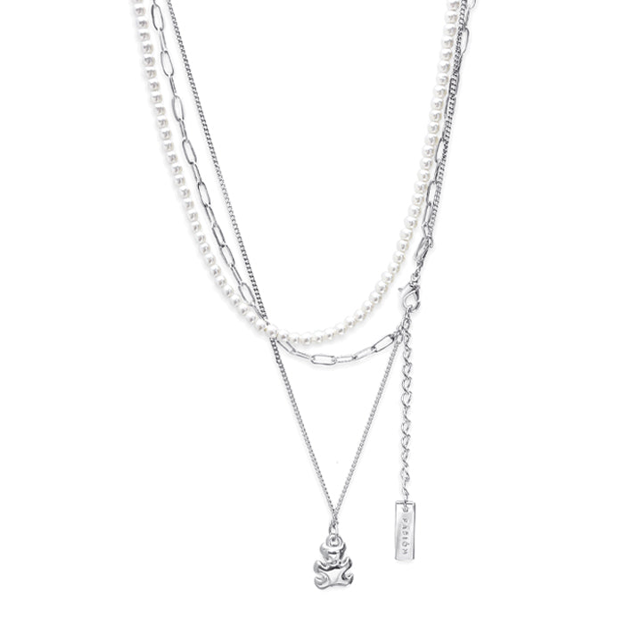 レイヤード ティーターナベアペンダントネックレス/Layered Titana Bear Pendant Necklace (Gold/Silver)