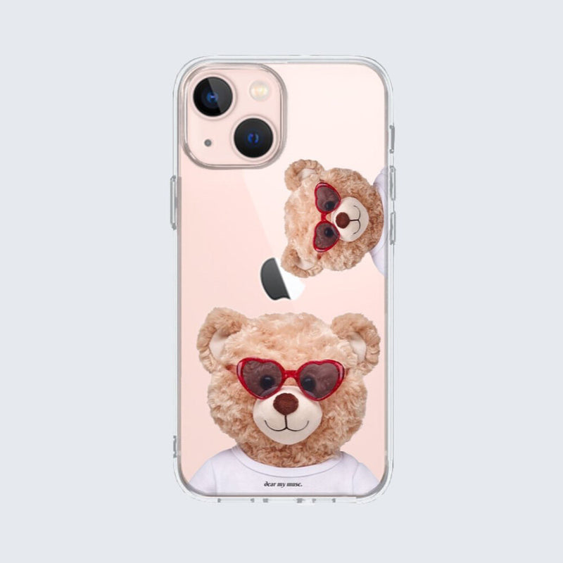 ハートサングラステディ iphone ケース / heart sunglasses teddy iphone case