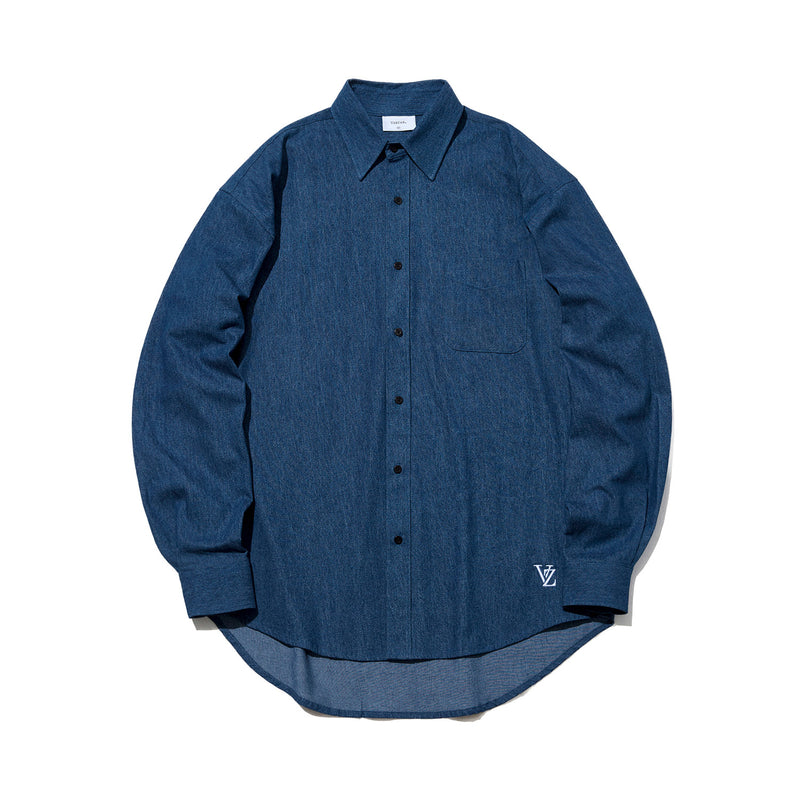3Dモノグラムオーバーフィットデニムシャツ / 3D Monogram Over Fit Denim Shirts Blue