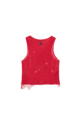 [23SS LSD COLLECTION] メッシュレイヤードノースリーブトップ / [23SS LSD COLLECTION] Mesh Layered sleeveless Top_Red