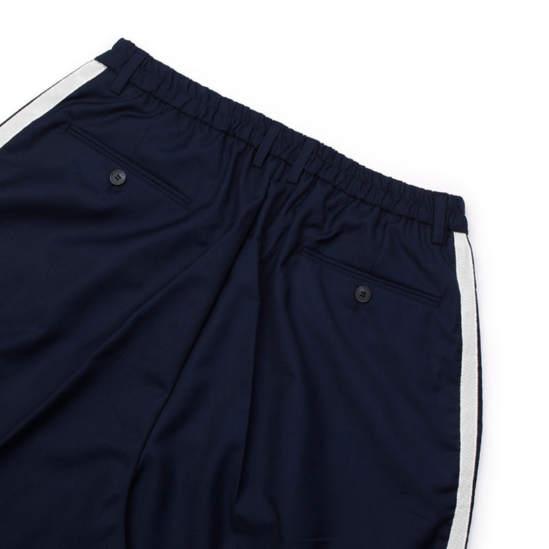 [UNISEX] Satin-Trimmed Racing Trousers (Navy)