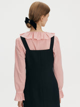 ラッフルネックブラウス/Ruffled neck blouse - Coral pink
