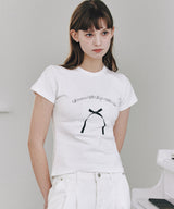 Ribbon Letter Slim T-shirts ( 2 colors )