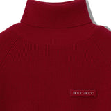 Turtle Neck Crop Knit Top [RED]