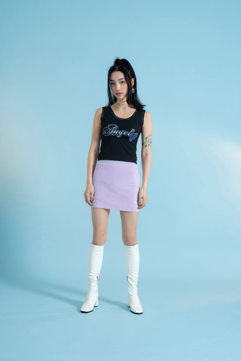 刺繍ベルベットミニスカート/Embroidery Velvet Mini Skirt (4397423263862)