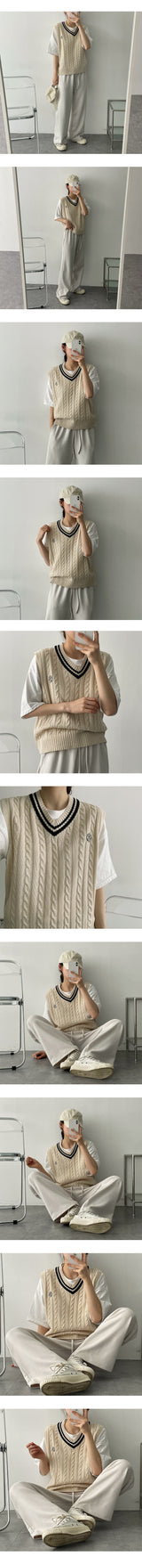 エンブロイダリーVニットベスト / Ils embroidered V-knit vest