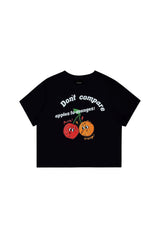 ブラックチェリークロップドTシャツ / black cherry cropped t-shirts