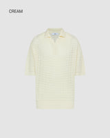 モロッコリネンハーフニット半袖シャツ / Morocco linen half knit short sleeve shirt ( 2 COLOR )
