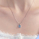 [24SP][sv925] aquamarine cabochon necklace