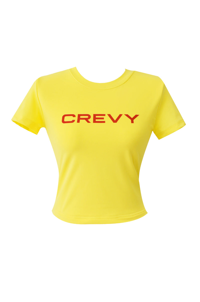 ロゴクロップスパンショートスリーブTシャツ/crevy logo crop spandex short sleeve tee (yellow)