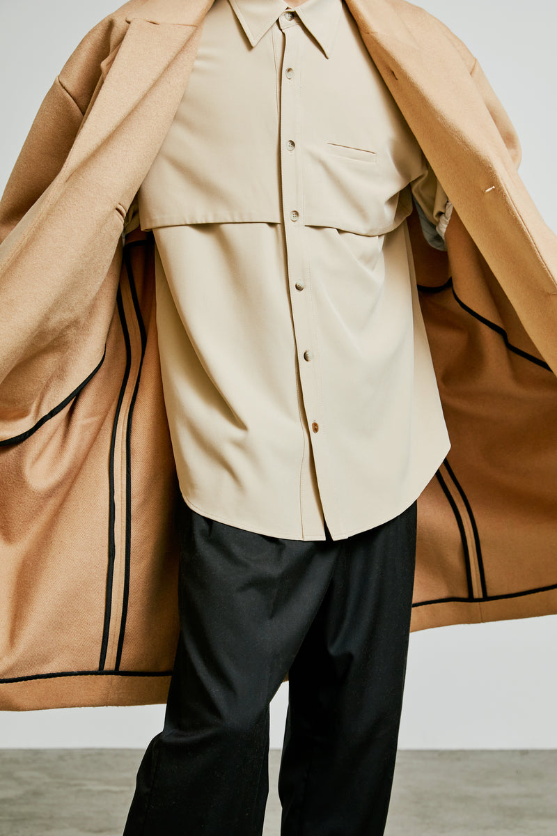 collar up single overfit coat beige (6615482826870)