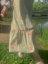 JASMINE VINTAGE FLOWER RUFFLE SLIP DRESS(PINK, GREEN, PURPLE 3COLORS!) (6571257757814)