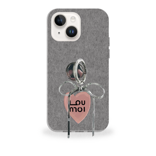 [SET] Present series KNIT LOVE : grey phonecase (including silver ribbon ring tok) 