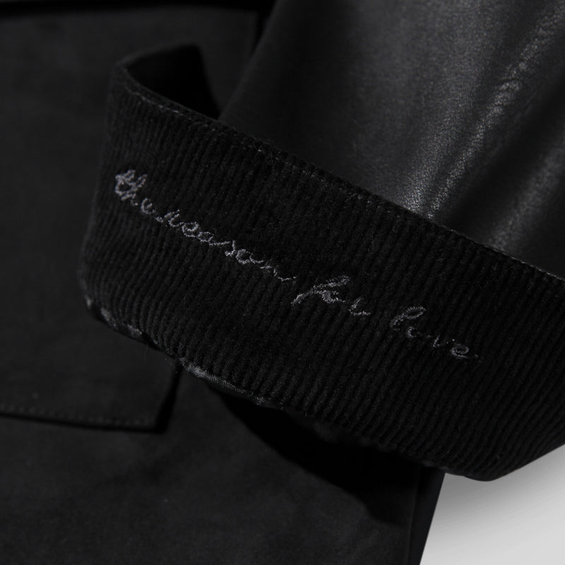 セミオーバーフィットブレンディングレザージャケット/Semi Overfit Blending Leather Suede Jacket J16 Black (6604005179510)