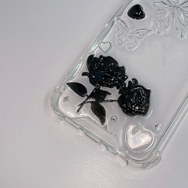 ブラック ローズ iPhone 樹脂ケース