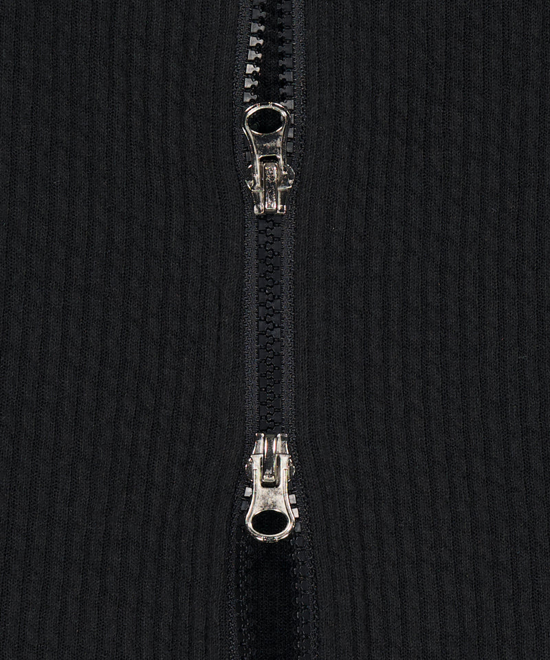 トルネードクロップニットジップアップ / Chap Tornado Crop Knit Zip-Up (Black)