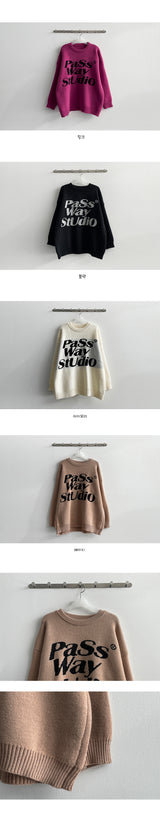 Warm Phone Lettering Round Knitwear