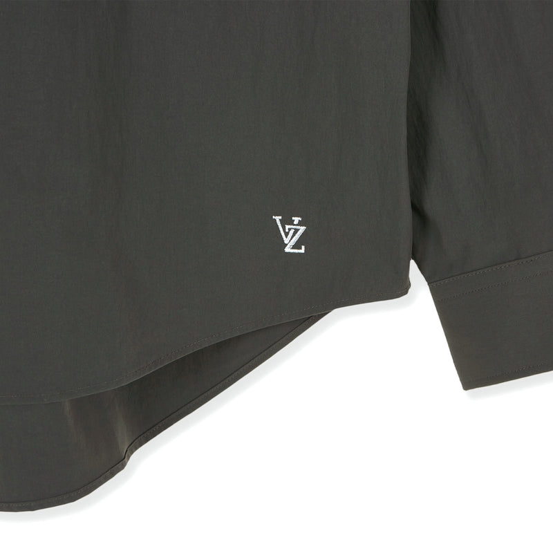 VZロゴビックオーバーフィットナイロンワークシャツダークグレー/VZ Logo Big Over Fit Nylon Work Shirt Darkgray (6683367833718)