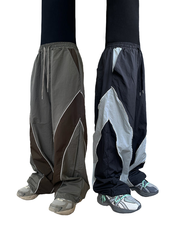 Sporty double-line nylon pants