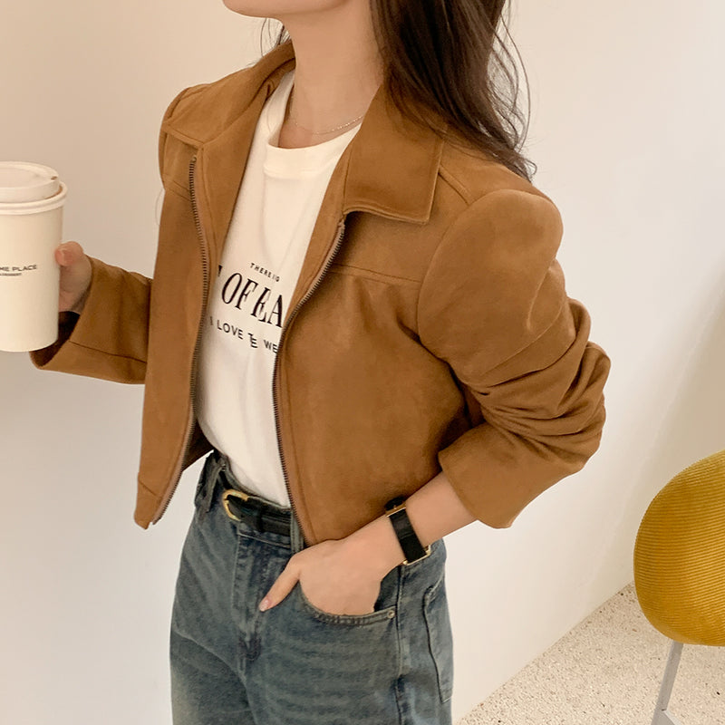 [Domestic/Good Fabric] suede cropped jacket