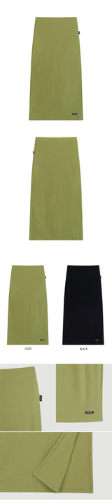 HIDE Slit Band Long Skirt (Olive) (6570965762166)
