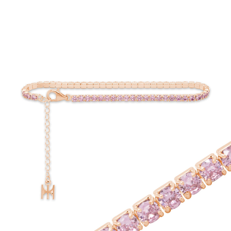 ミニテニスブレスレット / [S925] Pink Mini Tennis Bracelet (white silver)