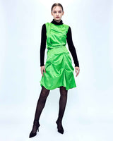 サテンレオパードドレス/DOZI - Satin Leopard Dress _ Lime