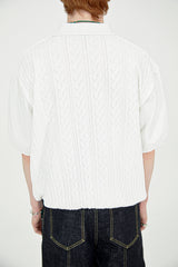 ケーブルハーフニット/Cable half knit (Whisper white)