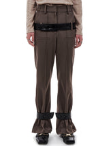 LEATHER STRAP TAILORED PANTS (BROWN) (6654710022262)