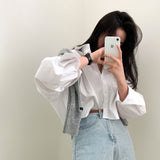 [Bellide made] Sunday loose fit cropped shirt