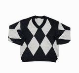 キシャアーガイルVネックニット / KISHA Argyle V-neck knitwear