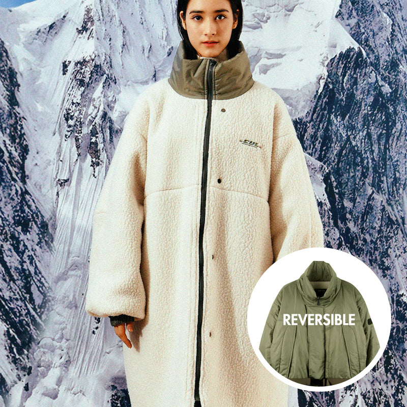 [UNISEX] ’CUL’ Reversible Padded and Fleece Parka (Ivory) (6656420642934)