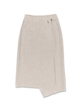 [BREEZE] Check Linen Wrap Skirt_BEIGE (CTD1) (6549621833846)