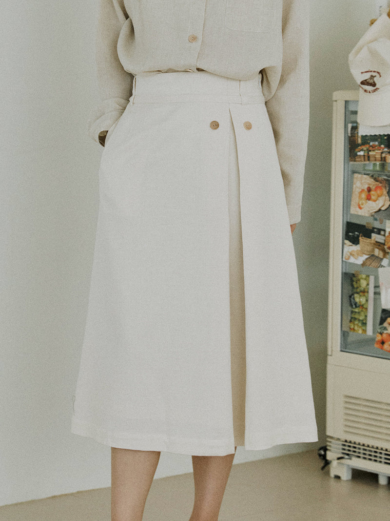 ボタンスカート / button skirt natural
