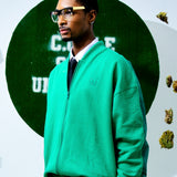 [UNISEX] Fleece-Back Cotton-Jersey and Padded Shell Zip-Up Sweatshirt (Green) (6656649298038)