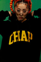 Chap Logo over fit Hoodie(Black) (6629423808630)
