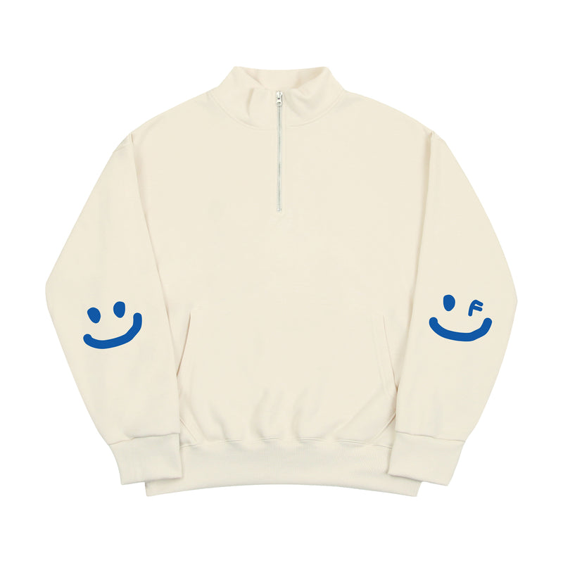 エルボースマイルドローイングハーフジップアップスウェットシャツ / Elbow Smile Drawing Half Zip-Up Sweatshirt