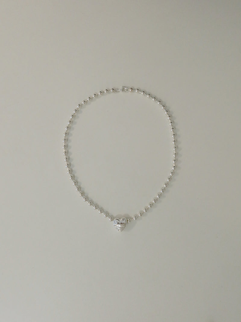 バンピーラブピアスネックレス / bumpy love pierce necklace - silver