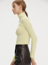 メリノウール16ガゼ プルオーバーニット/Merino wool 16gaze pullover knitwear - Lime