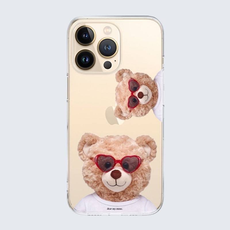 ハートサングラステディ iphone ケース / heart sunglasses teddy iphone case