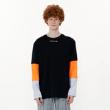 Triple Sleeve T-shirt [Black_Orange_Purple] (6592399278198)