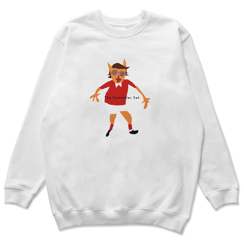 The Footballer Cat Sweatshirts WH/BK (6602730176630)