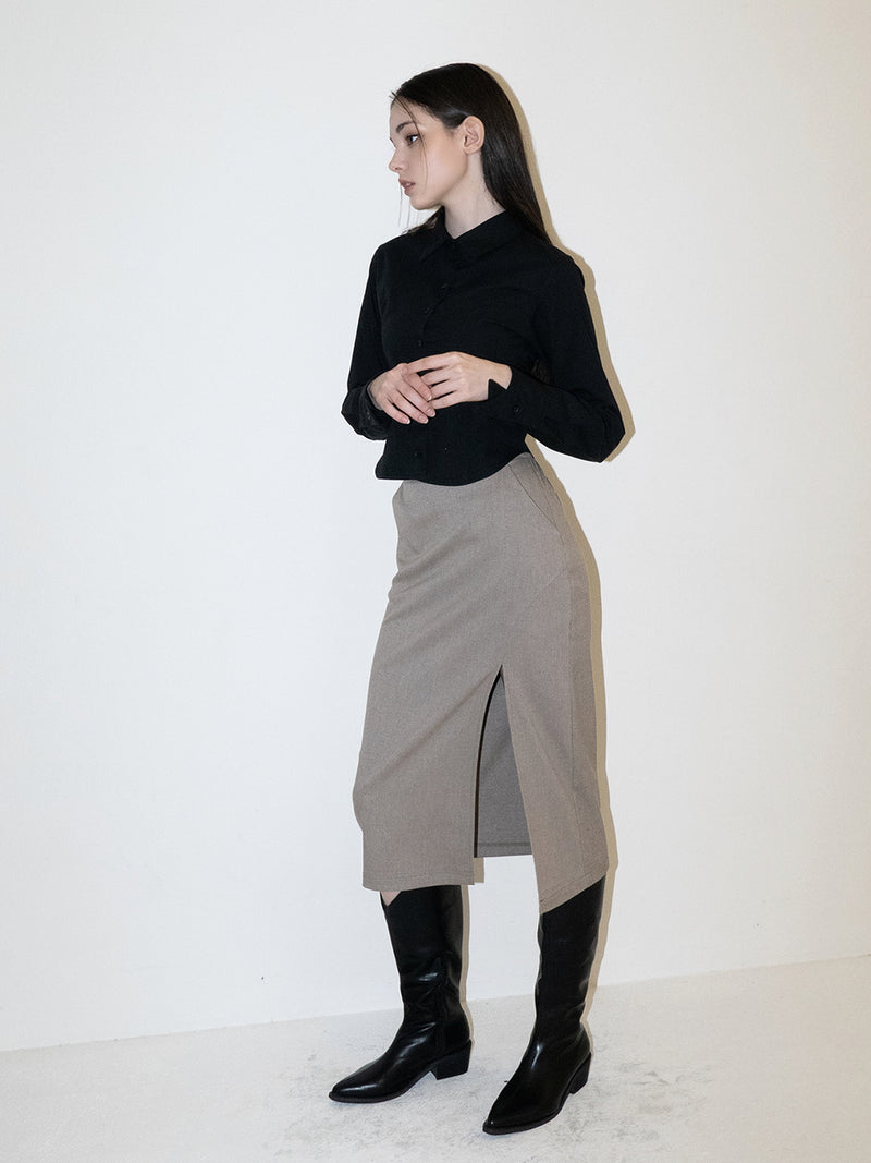 Sofi Wool Skirt (BEIGE)