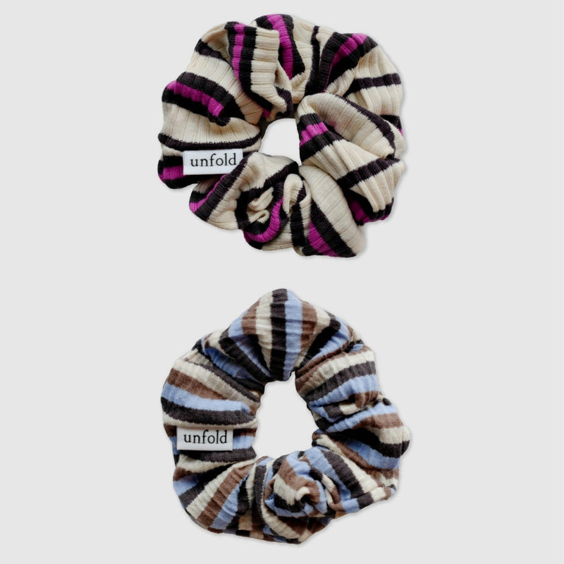 [unfold] Multi stripe scrunchie (2color)