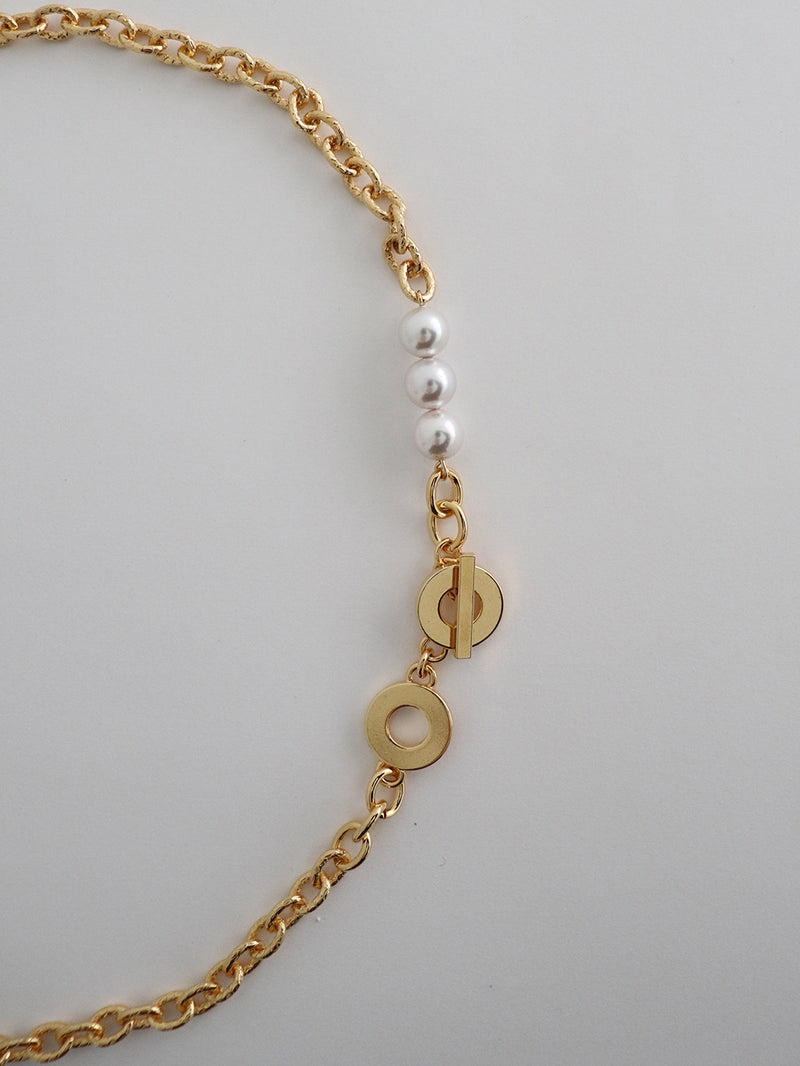 rope pearl necklace - gold (6547817037942)