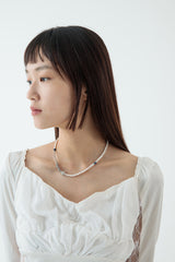 ネイビーハートポイントパールネックレス / Navy heart point pearl necklace