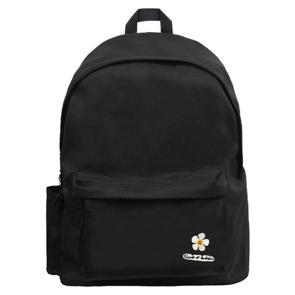 Flower Board Smile Embroidery One Pocket Backpack